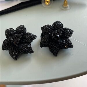 Source Unknown Black Floral Earrings